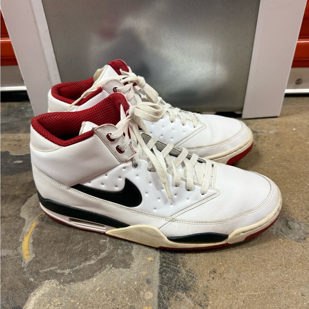 Nike Air Flights Men’s White & Red High-Top Basketball Shoes